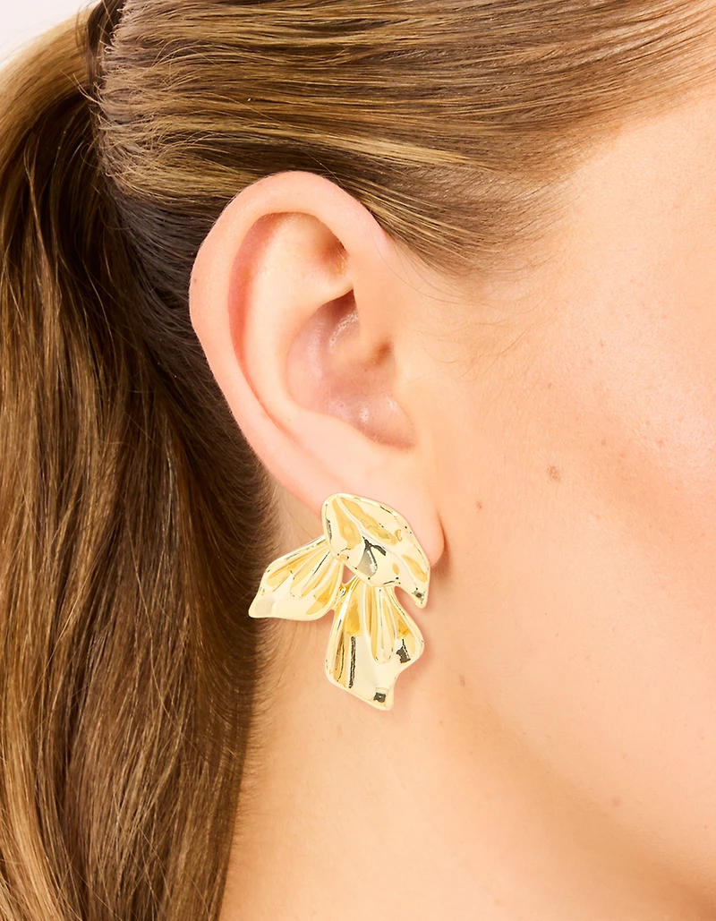 Boucles d’oreilles en miroir fleur en laiton plaqué or