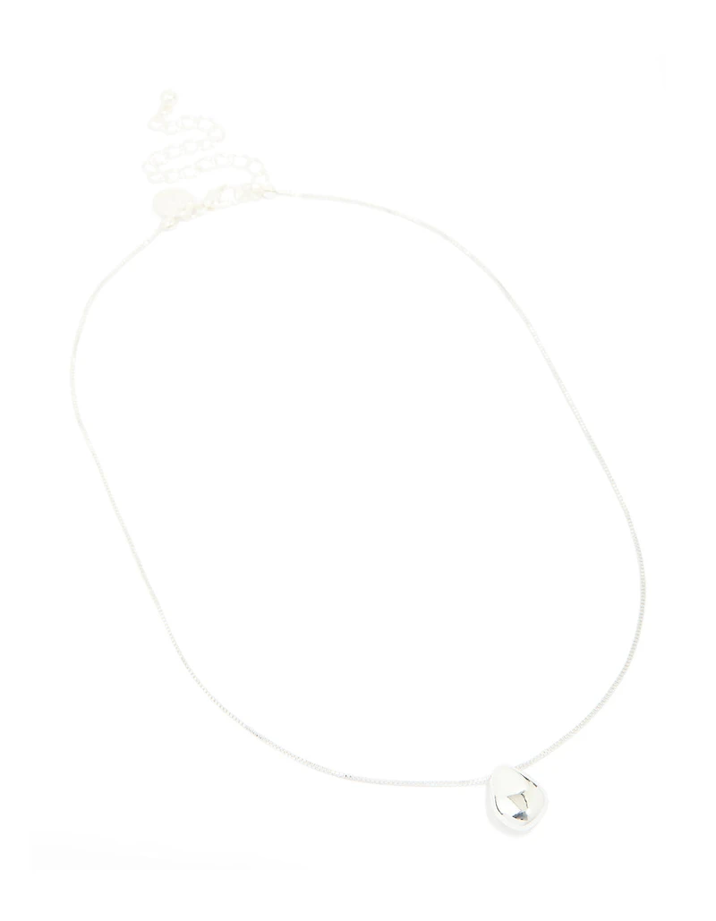 Silver Plated Brass Teardrop Pendant Necklace