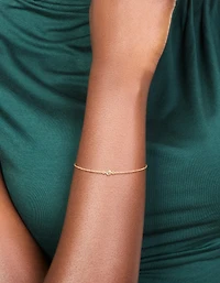 Gold Plated Brass Cubic Zirconia Circle Diamante Detail Bracelet