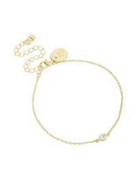 Gold Plated Brass Cubic Zirconia Circle Diamante Detail Bracelet