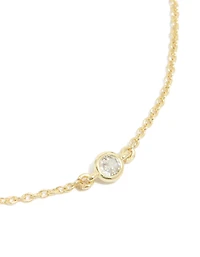 Gold Plated Brass Cubic Zirconia Circle Diamante Detail Bracelet