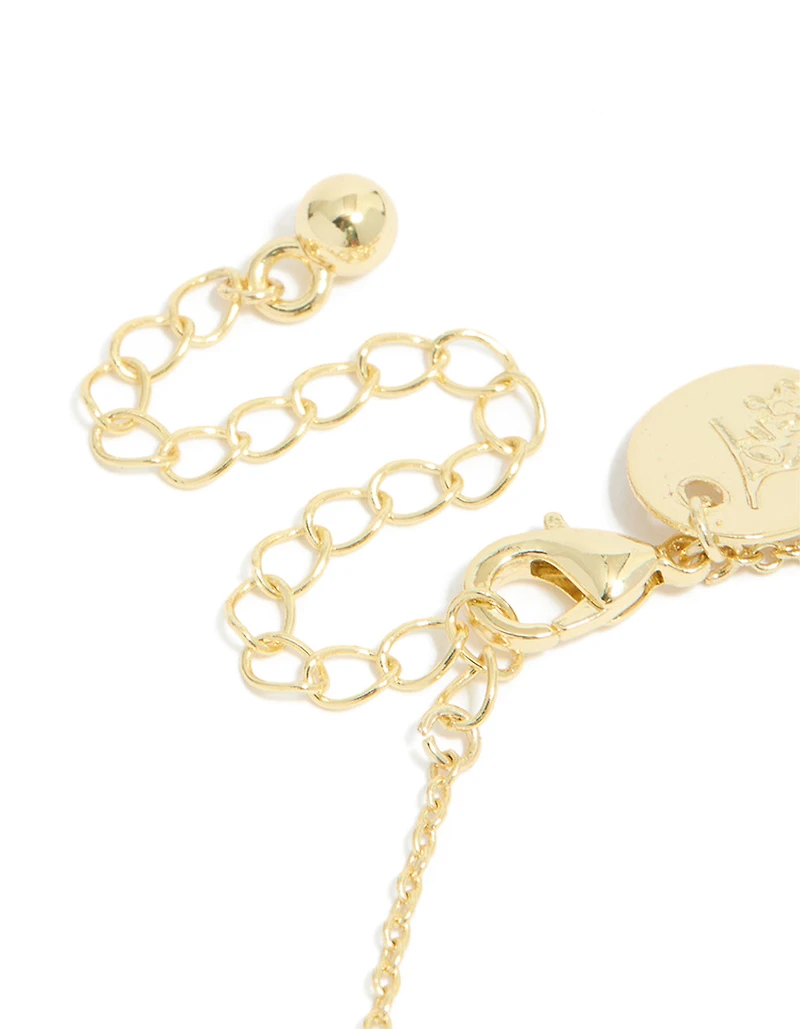 Gold Plated Brass Cubic Zirconia Circle Diamante Detail Bracelet