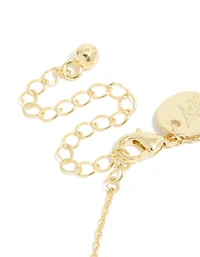 Gold Plated Brass Cubic Zirconia Circle Diamante Detail Bracelet