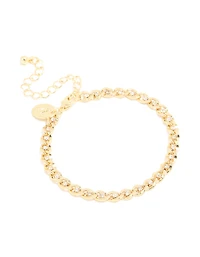 Gold Plated Brass Cubic Zirconia Diamante Chain Bracelet