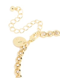 Gold Plated Brass Cubic Zirconia Diamante Chain Bracelet