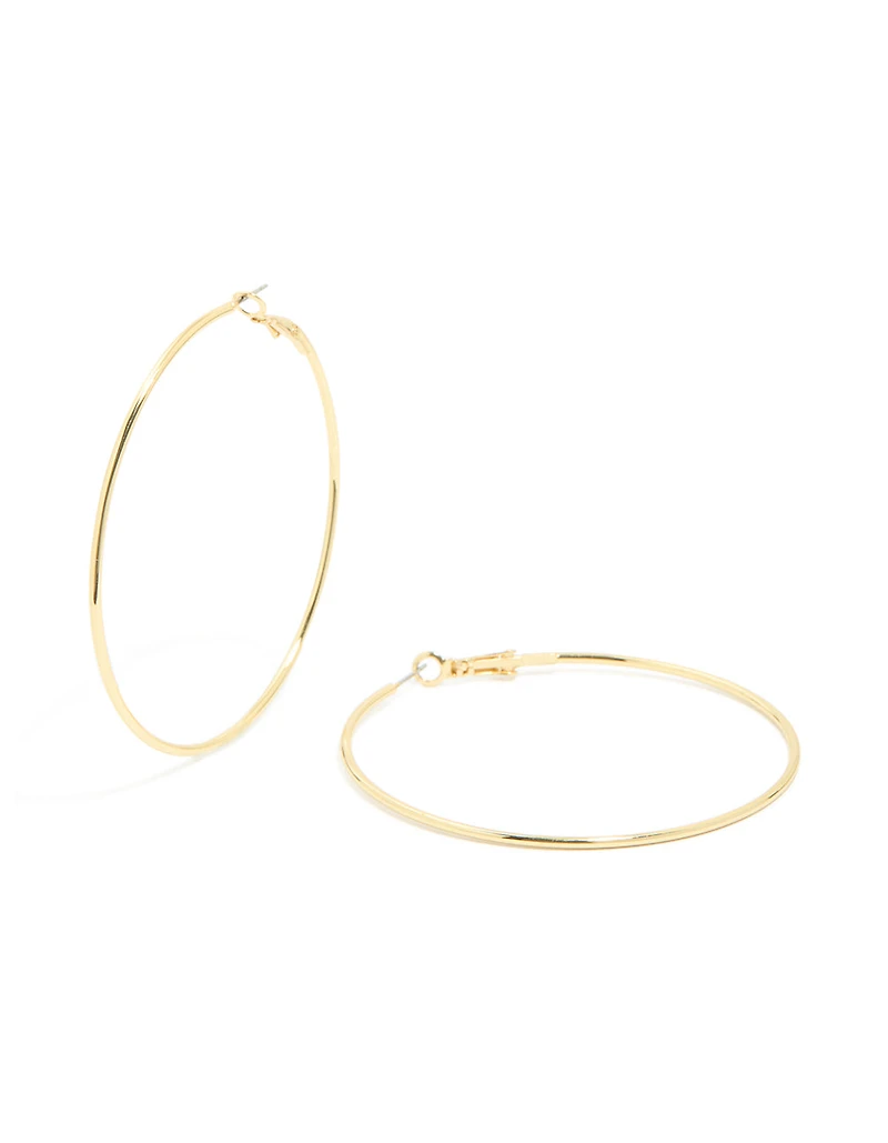 Gold Plated Large Thin Hoop Earrings
