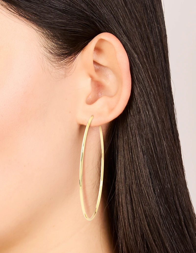 Gold Plated Large Thin Hoop Earrings