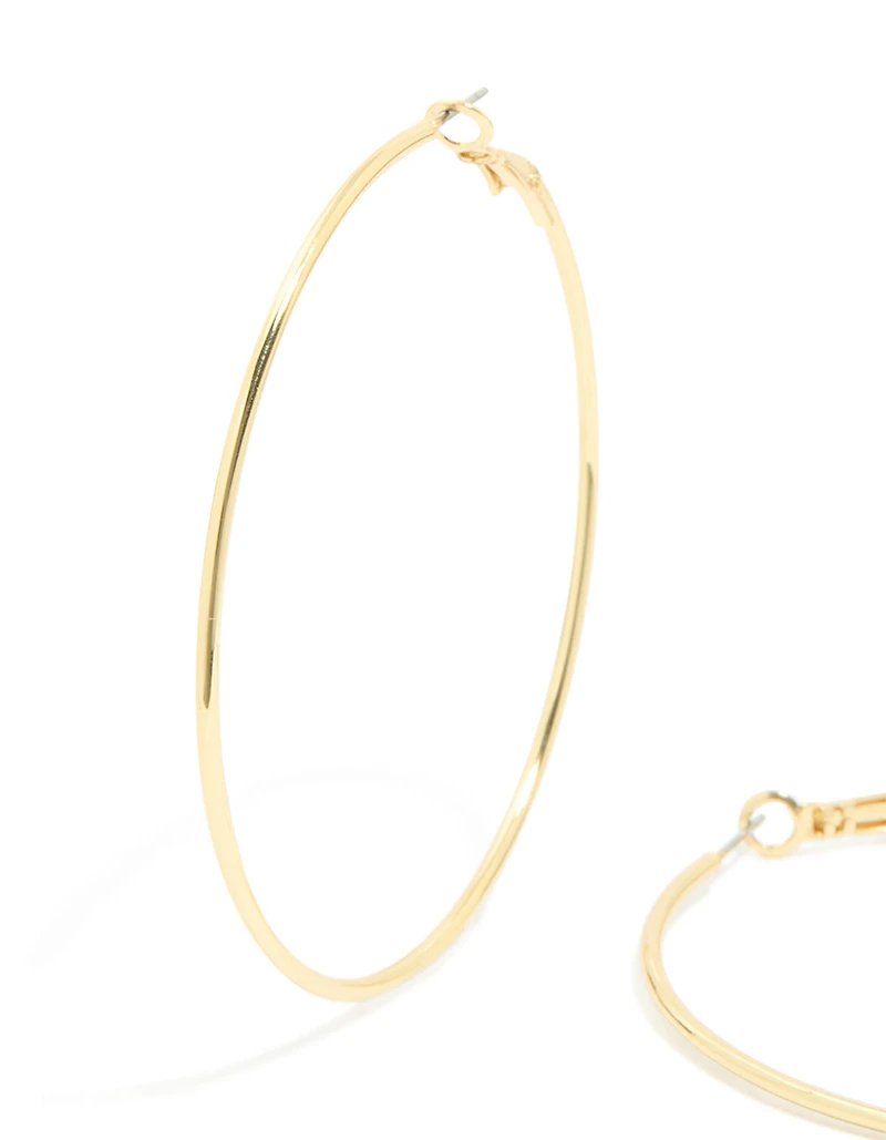 Gold Plated Large Thin Hoop Earrings