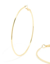 Gold Plated Large Thin Hoop Earrings