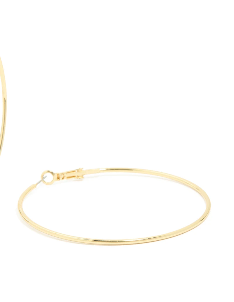 Gold Plated Large Thin Hoop Earrings
