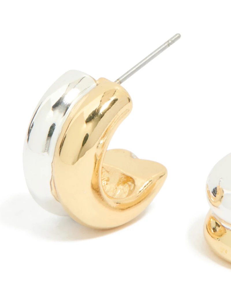 Boucles d’oreilles à anneau à motifs d’illusion nervurées en métal mixte