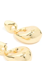 Gold Plated Molten Oval Drop Earrings