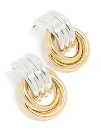 Mixed Metal Plated Doorknocker Knot Earrings