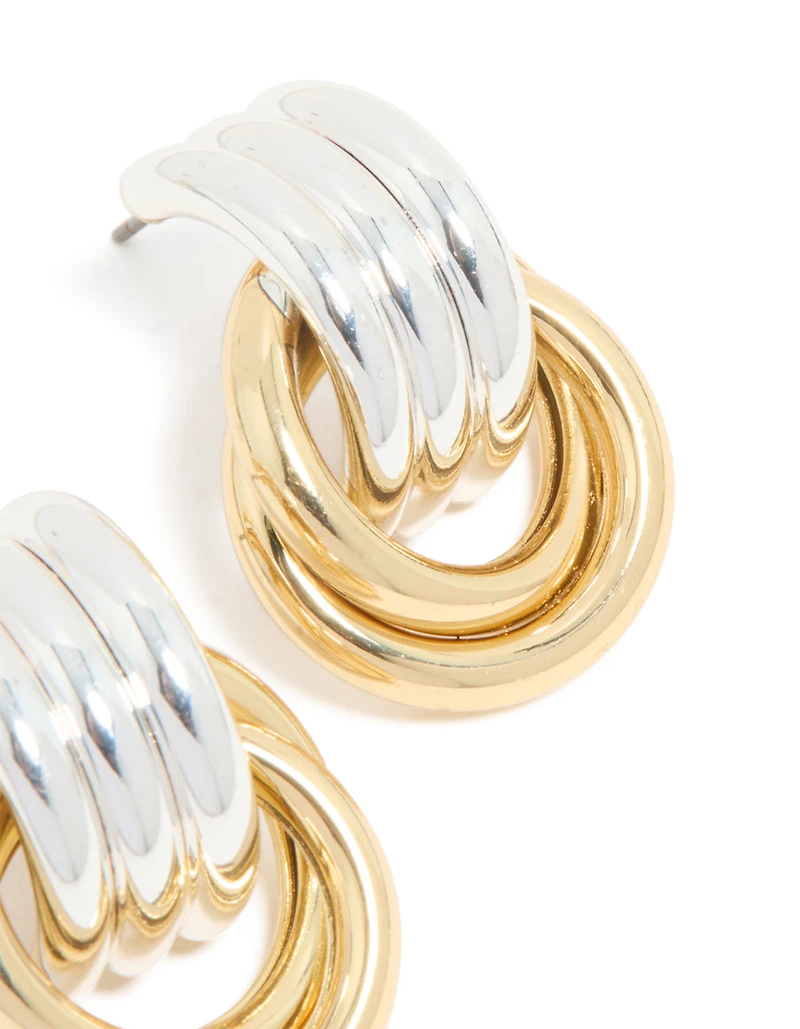 Mixed Metal Plated Doorknocker Knot Earrings
