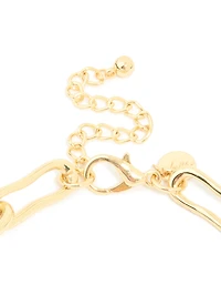 Gold Plated Diamante Wavy Chain Link Necklace