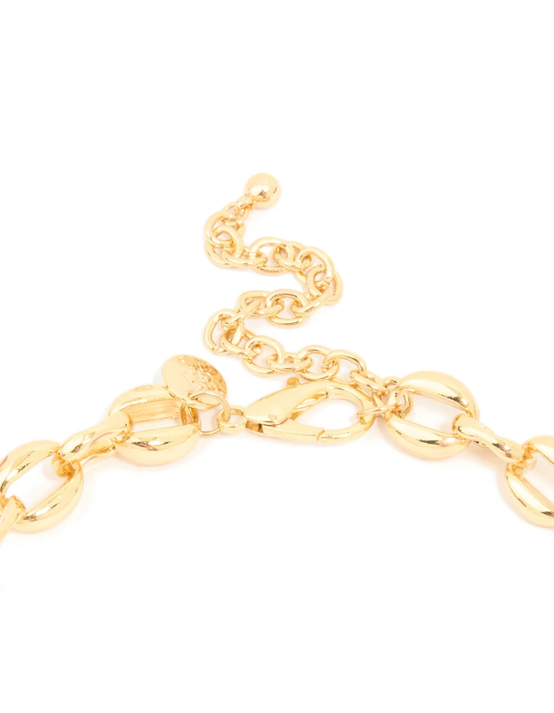 Gold Plated Chunky Round Chain Link Necklace
