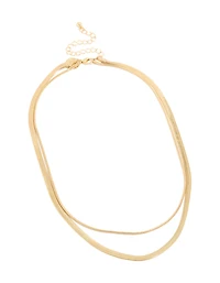 Gold Plated Fine & Snake Chain Layered Necklace
