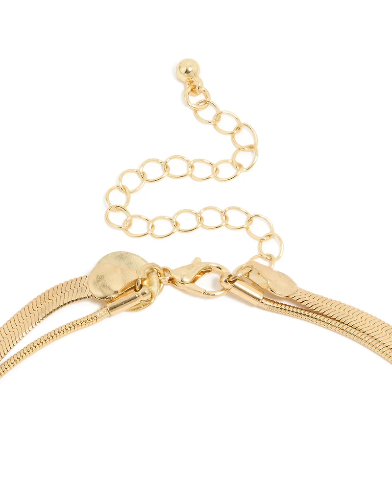 Gold Plated Fine & Snake Chain Layered Necklace