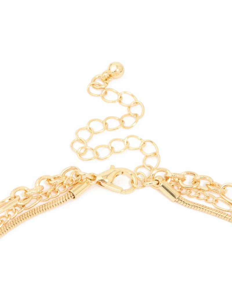 Gold Plated Heart Chain Layered Necklace