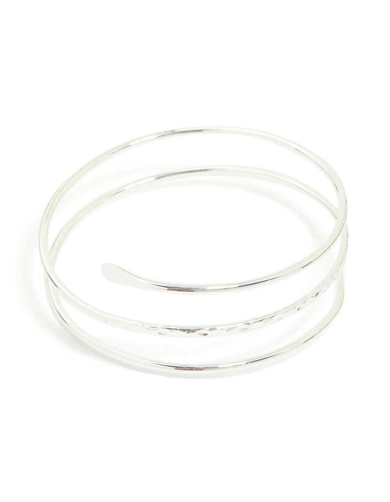 Silver Plated Textured Wrap Arm Cuff
