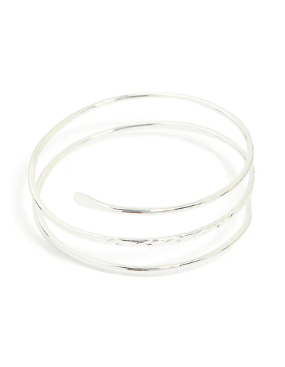 Silver Plated Textured Wrap Arm Cuff