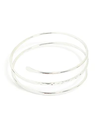 Silver Plated Textured Wrap Arm Cuff