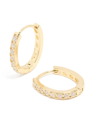 Gold Plated Cubic Zirconia Lovely Hoop Earrings