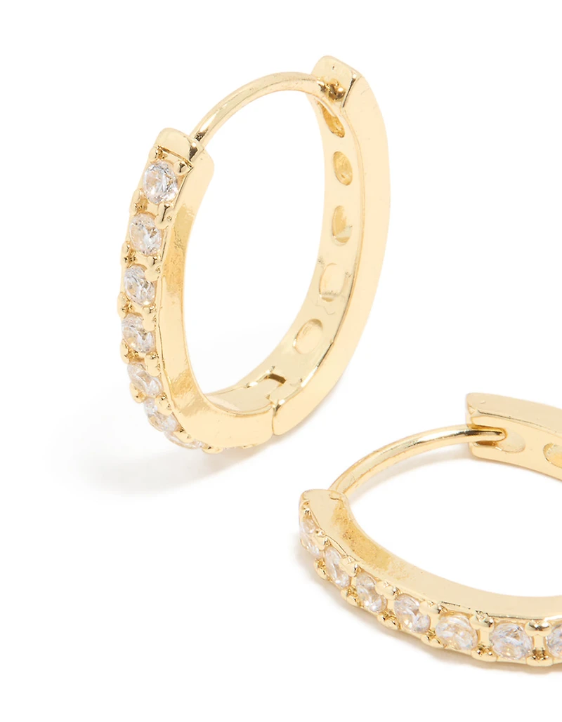 Gold Plated Cubic Zirconia Lovely Hoop Earrings