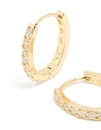 Gold Plated Cubic Zirconia Lovely Hoop Earrings