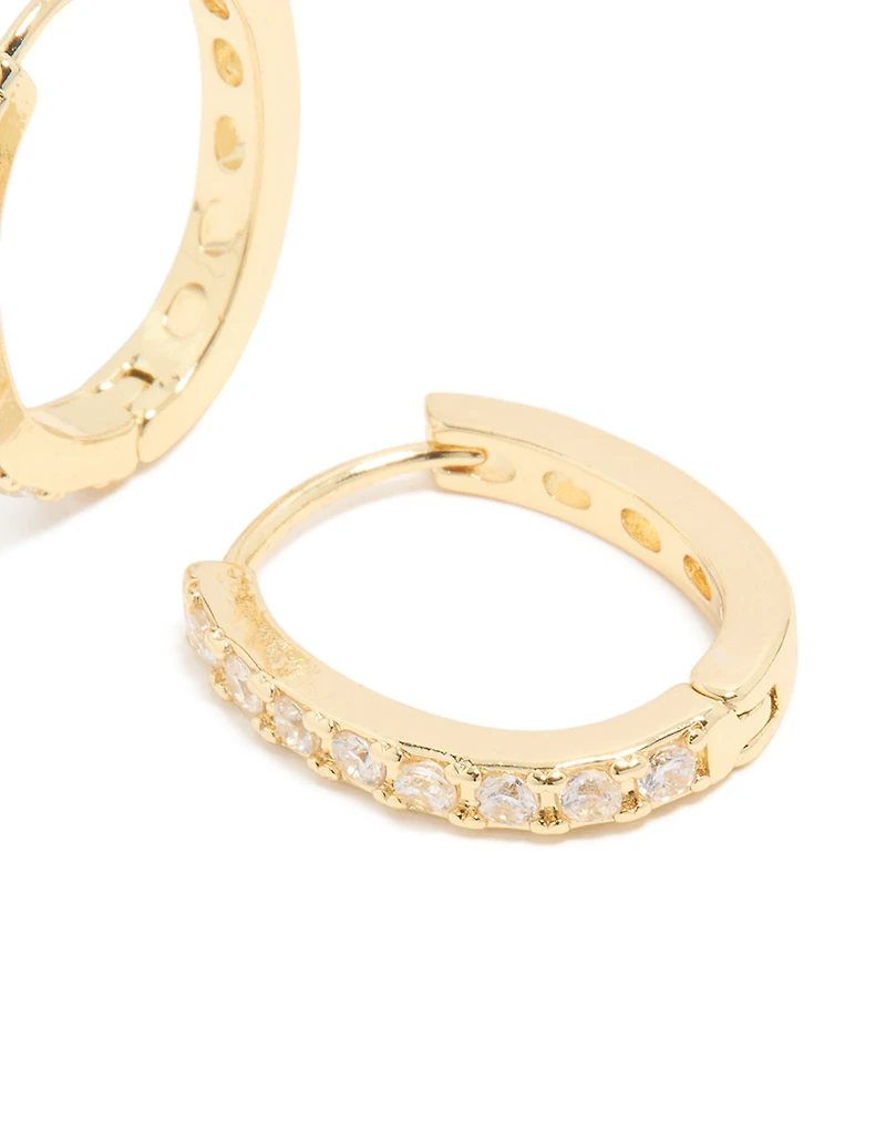 Gold Plated Cubic Zirconia Lovely Hoop Earrings