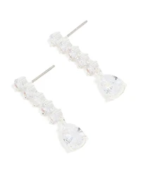 Silver Plated Cubic Zirconia Lovely Pear Drop Earrings