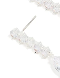 Silver Plated Cubic Zirconia Lovely Pear Drop Earrings