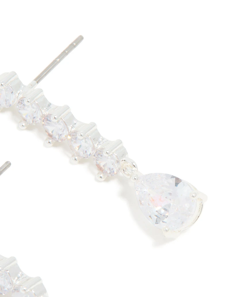 Silver Plated Cubic Zirconia Lovely Pear Drop Earrings