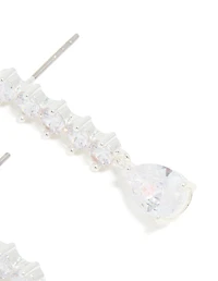 Silver Plated Cubic Zirconia Lovely Pear Drop Earrings