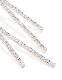 Silver Plated Cubic Zirconia Asymmetrical Cup Chain Drop Earrings