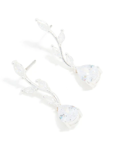 Silver Plated Cubic Zirconia Lovely Pear Vine Earrings