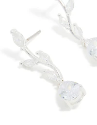 Silver Plated Cubic Zirconia Lovely Pear Vine Earrings
