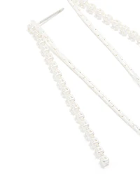 Silver Plated Cubic Zirconia Mixed Textured Cup Chain Drop Earrings