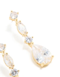 Gold Plated Mini Cubic Zirconia Fancy Drop Earrings