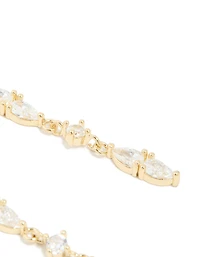 Gold Plated Thin Cubic Zirconia Razzle Drop Earrings