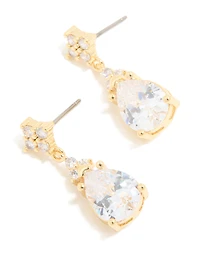 Gold Plated Cubic Zirconia Drop Earrings