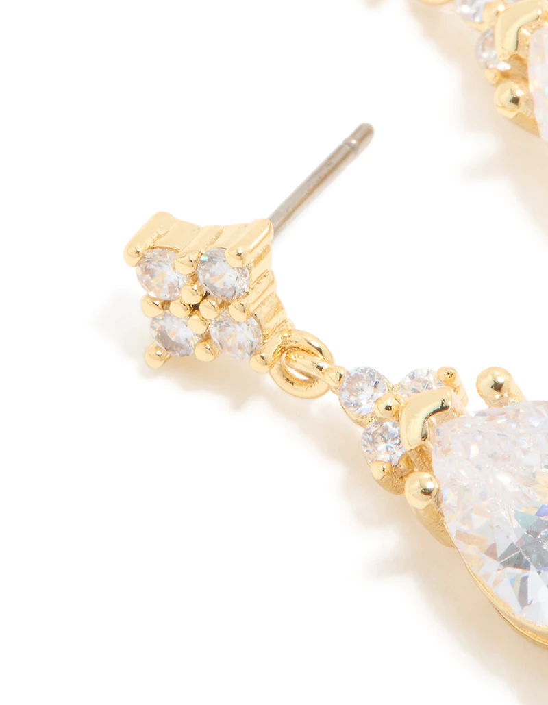 Gold Plated Cubic Zirconia Drop Earrings
