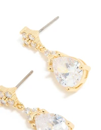Gold Plated Cubic Zirconia Drop Earrings