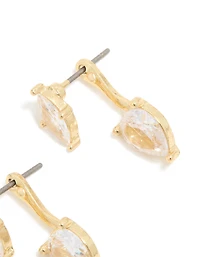 Gold Plated Cubic Zirconia Pear Ear Jacket Earrings