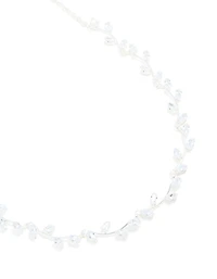 Silver Plated Cubic Zirconia Floral Vine Necklace