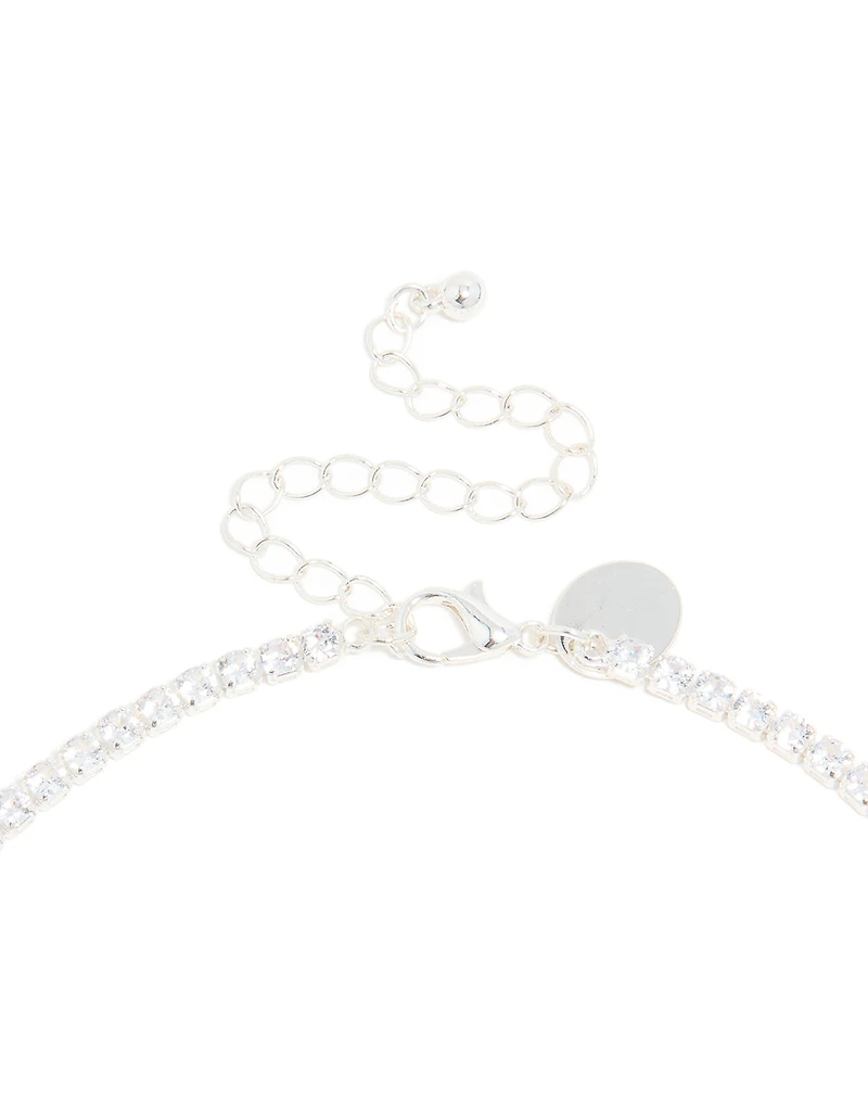 Collier de tennis en zircone cubique plaqué argent