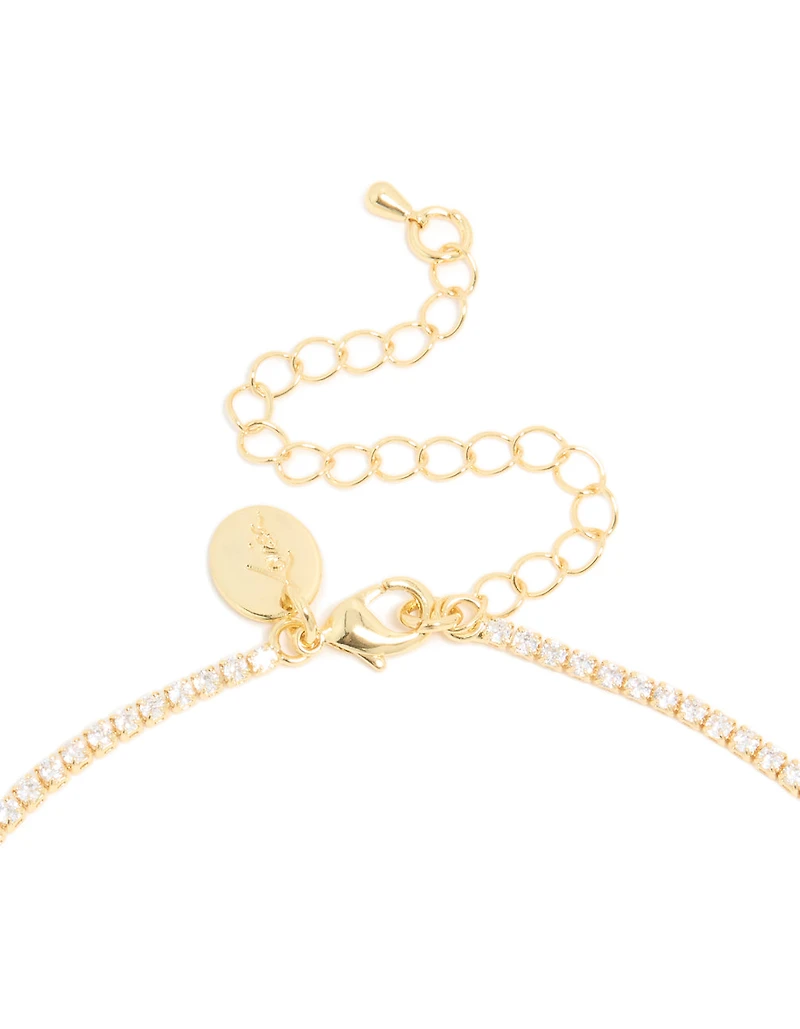 Gold Plated Cubic Zirconia Large Marquise Droplets Necklace