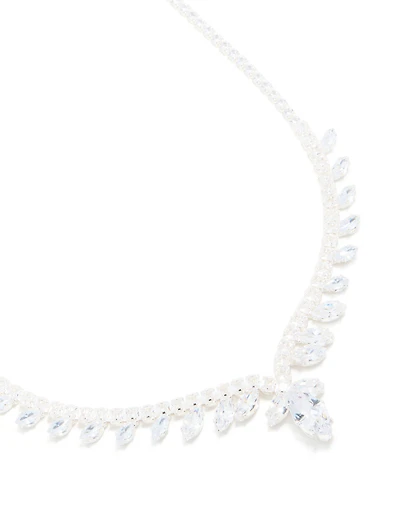 Silver Plated Cubic Zirconia Dazzling Pear Statement Necklace