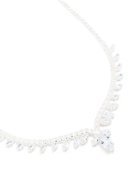 Silver Plated Cubic Zirconia Dazzling Pear Statement Necklace