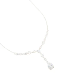 Silver Plated Cubic Zirconia Lovely Pear Drop Necklace